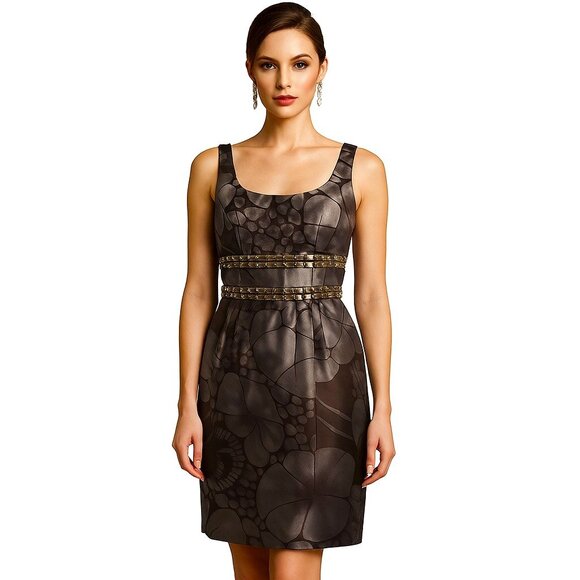 Carmen Marc Valvo Dresses & Skirts - Carmen Marc Valvo Cocktail Dress Metallic Floral Gray Size 10 – Trendy, Stylish
